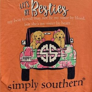 Simply Southern Orange Long Sleeve Tee with Puppies & Jeep Wrangler
